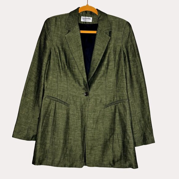 Gianni Womens Blazer Jacket Olive Green 10 bv - Picture 1 of 7